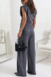 Trixiedress Ruched Asymmetrical Top and Wide Leg Pants Set