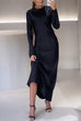 Trixiedress Round Neck Long Sleeves Satin Maxi Party Dress
