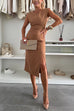 Trixiedress Crewneck Sleeveless Slit Bodycon Midi Dress
