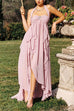 Trixiedress Sleeveless Open Back High Slit Ruffle Maxi Dress