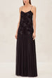 Trixiedress Spaghetti Strap Floral Applique Patchwork Maxi Dress