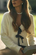 Trixiedress V Neck Bow Tie Front Elegant Sweater