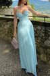 Trixiedress Strapless V Neck Corset Pleated Maxi Dress