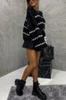Trixiedress Lantern Sleeves Color Block Chunky Knit Sweater
