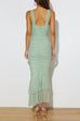Trixiedress Sleeveless Cut Out Ruched Ruffle Bodycon Maxi Dress