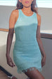 Trixiedress Round Neck Sleeveless Raw Hem Bodycon Mini Dress