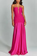 Trixiedress Mesh V Neck Strapless Splice Flare Maxi Party Dress