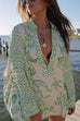 Trixiedress Collared V Neck Shirt and Side Slit Shorts Vitamin Sea Print Set