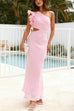 Trixiedress Frill One Shoulder Cut Out Waist Maxi Dress
