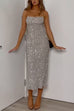 Trixiedress Spaghetti Strap Sequin Midi Party Dress