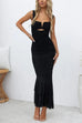 Trixiedress Sleeveless Cut Out Ruched Ruffle Bodycon Maxi Dress