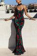 Trixiedress Spaghetti Strap Open Back Floral Print Maxi Dress