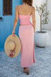 Trixiedress Spaghetti Strap Cut Out Waist Splice Maxi Dress