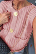 Trixiedress Gold Buttons Pocketed Chunky Sweater Vest