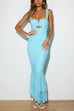 Trixiedress Sleeveless Cut Out Ruched Ruffle Bodycon Maxi Dress
