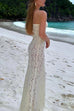 Trixiedress Strapless Lace Hollow Out Bodycon Maxi Dress