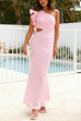 Trixiedress Frill One Shoulder Cut Out Waist Maxi Dress