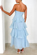 Trixiedress Strapless Empire Waist Ruffle Layered Maxi Dress