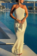 Trixiedress Halter Open Back Hollow Out Knit Bodycon Maxi Dress