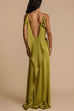 Trixiedress High Slit Back Drape Cascading Satin Maxi Cami Dress
