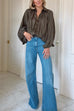 Trixiedress Lapel Batwing Sleeves Zip Up Bomber Jacket