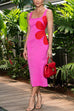 Trixiedress Cut Out Waist Side Split Floral Print Midi Cami Dress