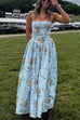 Trixiedress Spaghetti Strap Waisted Floral Print A-line Maxi Dress