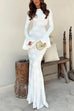 Trixiedress Bell Long Sleeves Backless Lace-up Shell Print Maxi Dress