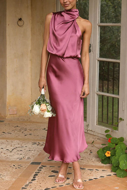 Trixiedress Sleeveless Mockneck Waisted Maxi Dress