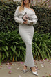 Trixiedress One Shoulder Long Sleeves Bodycon Maxi Sweater Dress
