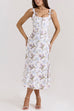 Trixiedress Bow Shoulder Back Lace-up Floral Print Midi Cami Dress