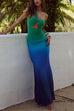 Trixiedress One Shoulder Cut Out Gradient Bodycon Maxi Dress
