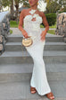 Trixiedress Halter Cut Out Floral Crochet Maxi Dress
