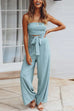 Trixiedress Off Shoulder Bow Tie Waist Wide Leg Jumpsuit
