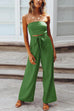 Trixiedress Off Shoulder Bow Tie Waist Wide Leg Jumpsuit
