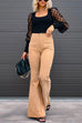 Trixiedress One Button Corduroy Flare Pants with Pockets
