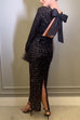 Trixiedress Bow Backless Sequin Bodycon Maxi Party Dress