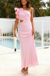 Trixiedress Frill One Shoulder Cut Out Waist Maxi Dress