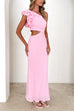 Trixiedress Frill One Shoulder Sleeveless Cut Out Maxi Dress