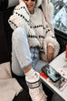 Trixiedress Lantern Sleeves Color Block Chunky Knit Sweater