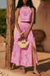 Trixiedress Lace Hollow Out Slit A-line Maxi Skirt