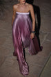 Trixiedress Strapless Tube Gradient Ombre Satin Maxi Party Dress