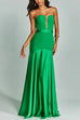 Trixiedress Mesh V Neck Strapless Splice Flare Maxi Party Dress