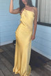 Trixiedress One Shoulder Open Back Tie Knot Satin Maxi Dress