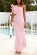 Trixiedress Frill One Shoulder Cut Out Waist Maxi Dress