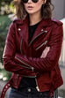 Trixiedress Vintage Lapel Zip Up Faux Leather Moto Jacket