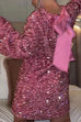 Trixiedress Long Sleeves Bow Back Sequin Party Dress