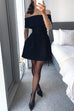 Trixiedress Off Shoulder Waisted A-line Mini Dress