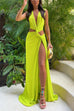 Trixiedress V Neck Knot Front Cut Out High Slit Sleeveless Maxi Dress