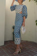 Trixiedress Lantern Sleeves Bow Back Cut Out Printed Midi Dress